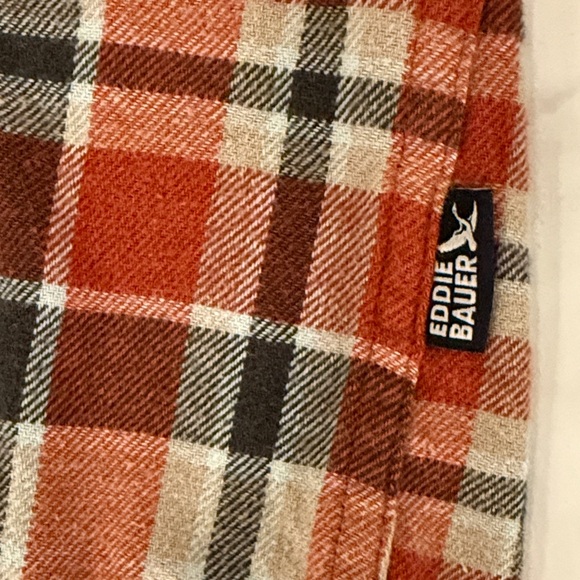 Eddie Bauer Orange 100% Cotton Long Sleeve Flannel Button Down | Size L - Picture 3 of 8